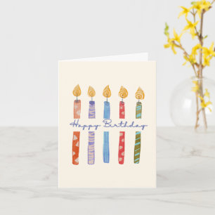 Cartão de aniversário com balões e velas