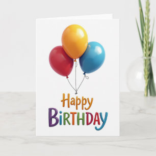 Cartão de Aniversário com Balões Flutuantes