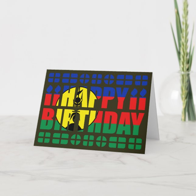 Cartão de Aniversário com Bandeira da Nova Caledôn (Frente)