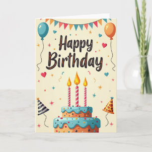 Cartão de Aniversário com Bandeirolas Triangulares