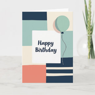Cartão de Aniversário com Blocos de Cores Elegante