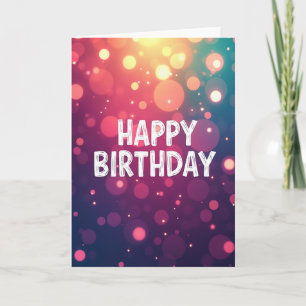 Cartão de Aniversário com Bokeh Vibrante