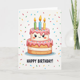Cartão de Aniversário com Bolo