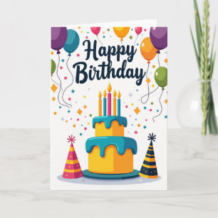 Cartão de Aniversário com Bolo de Bolinhas
