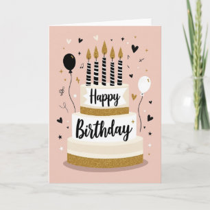 Cartão de Aniversário com Bolo de Sparkle