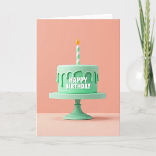 Cartão de Aniversário com Bolo Estilizado