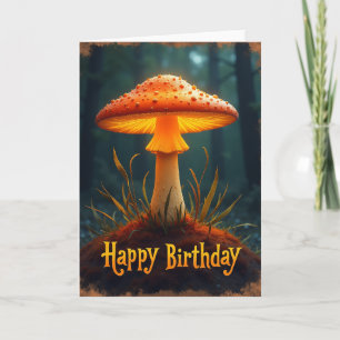Cartão de Aniversário com Brilho de Cogumelo