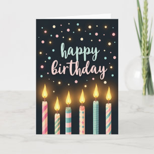 Cartão de Aniversário com Brilho Pastel