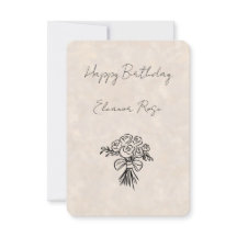 Cartão de Aniversário com Buquê de Rosa Blush Dese