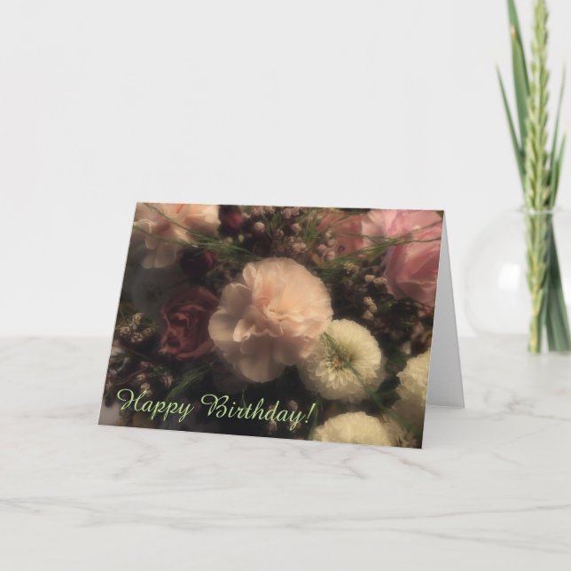 Cartão de Aniversário com Buquê Floral (Frente)