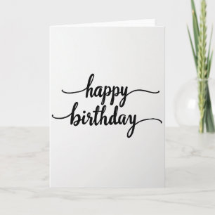 Cartão de Aniversário com Caligrafia Minimalista