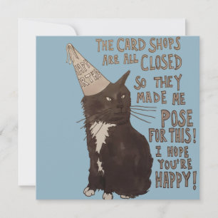 Cartão de aniversário com Cat para o Bloqueio COVI