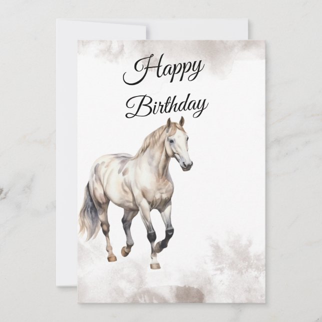 Cartão de Aniversário com Cavalo em Aquarela (Frente)