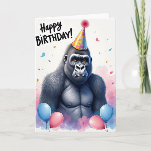 Cartão de Aniversário com Chapéu de Macaco