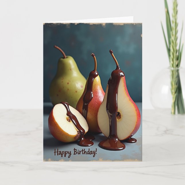 Cartão de Aniversário com Chuva de Frutas Doces (Frente)