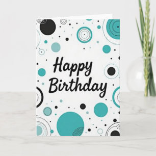 Cartão de Aniversário com Círculos Turquesa