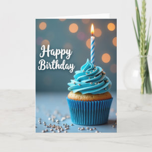 Cartão de Aniversário com Cobertura Azul