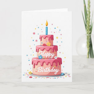 Cartão de Aniversário com Cobertura Rosa