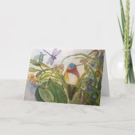 Cartão de aniversário com colibri