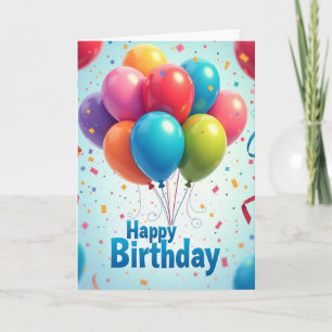 Cartão de Aniversário com Confetes