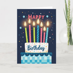 Cartão de Aniversário com Confetes Estrelados