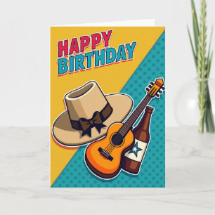 Cartão de Aniversário com Contorno em Negrito