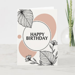 Cartão de Aniversário com Contorno Floral