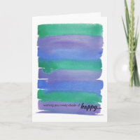 Cartão de Aniversário com Cor de Água Verde+Azul