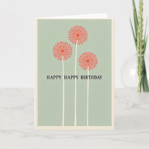 Cartão de Aniversário com Coral Pontilhado