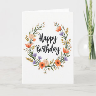 Cartão de Aniversário com Coroa de Ilustração