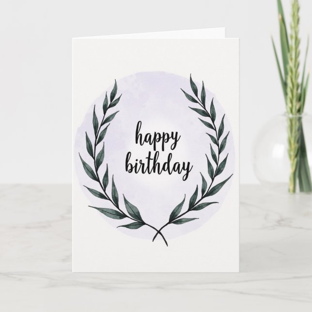 Cartão de Aniversário com Coroa de Lavanda (Frente)