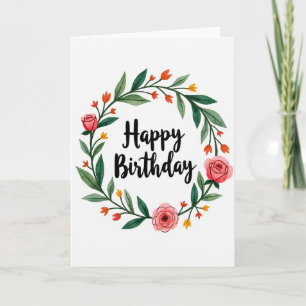 Cartão de Aniversário com Coroa de Rosas