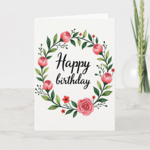 Cartão de Aniversário com Coroa de Rosas