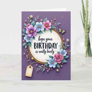 Cartão de Aniversário com Coroa Floral Adorável