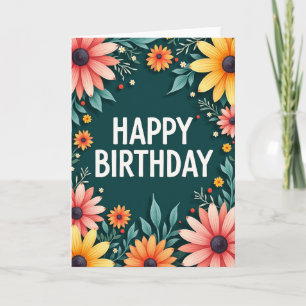Cartão de Aniversário com Coroa Vibrante