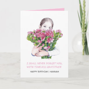 Cartão de Aniversário com Cravo, a Flor de Nascime