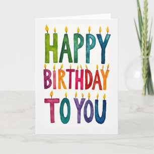 Cartão de Aniversário com Desejos em Aquarela