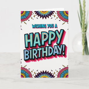Cartão de Aniversário com Desejos em Mosaico