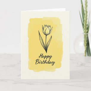Cartão de Aniversário com Desenho de Linha Doce
