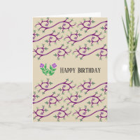 Cartão de Aniversário com Desenho de Videira Viole