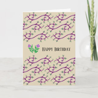 Cartão de Aniversário com Desenho de Videira Viole