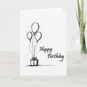 Cartão de Aniversário com Desenho Elegante
