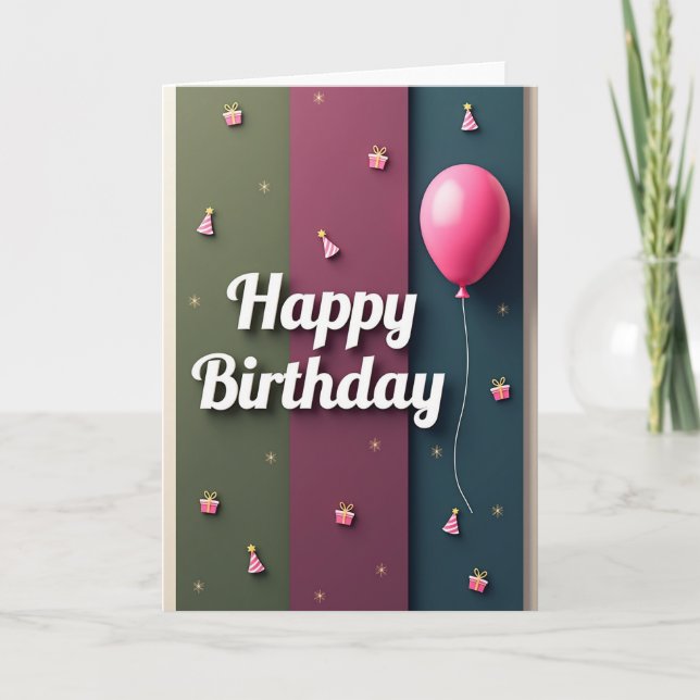 Cartão de Aniversário com Design Festivo (Frente)