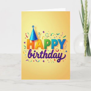 Cartão de Aniversário com Design Vibrante
