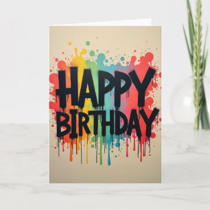 Cartão de Aniversário com Efeito de Gotejamento Vi