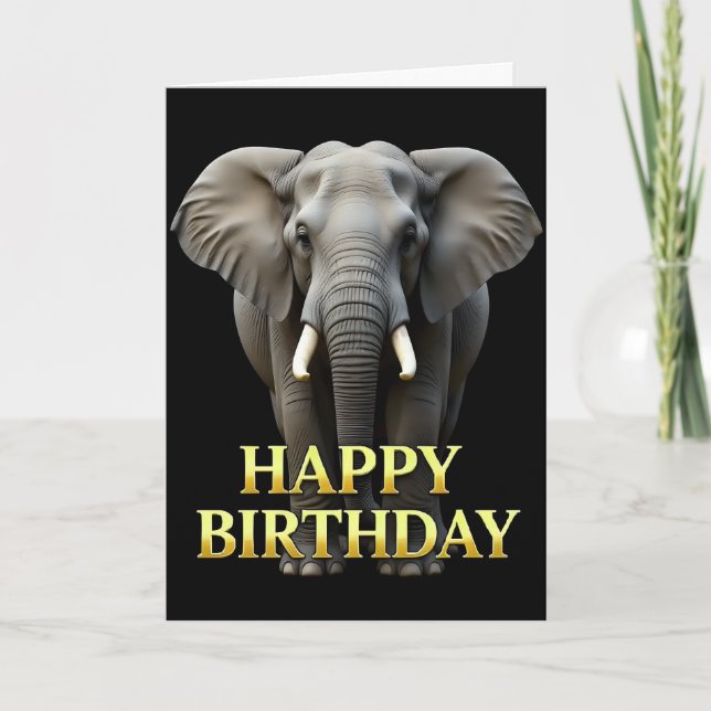 CARTÃO DE ANIVERSÁRIO COM ELEFANTE EM CLOSEUP DIST (Frente)