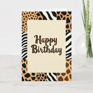 Cartão de Aniversário com Estampa de Leopardo Fest