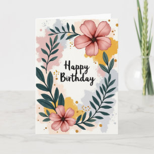 Cartão de Aniversário com Estilo de Pintura