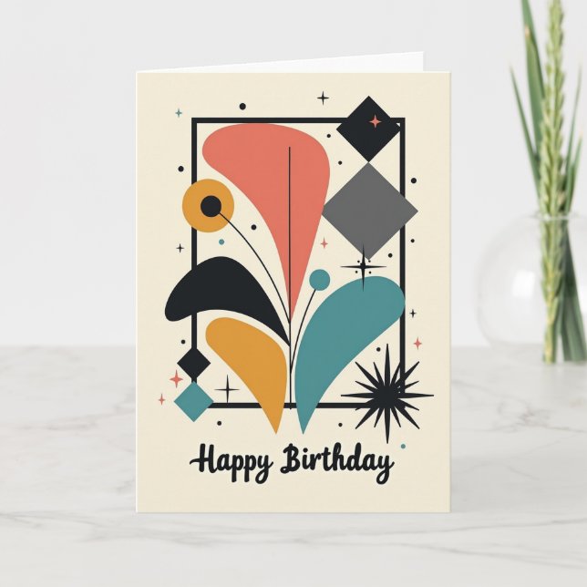 Cartão de Aniversário com Explosão Abstrata (Frente)