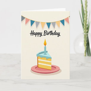 Cartão de Aniversário com Fatia Alegre